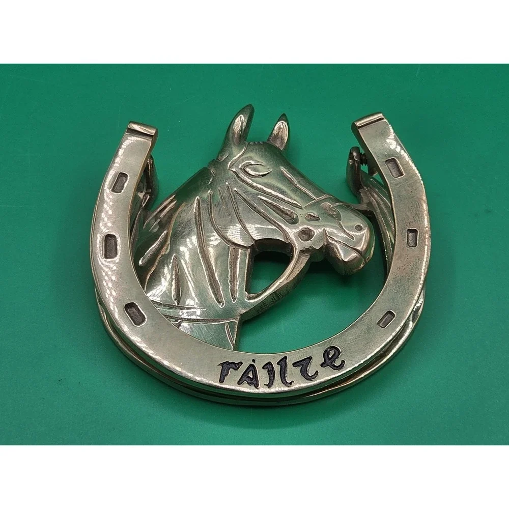 Solid Brass Horse And Horseshoe Good Luck 4.5